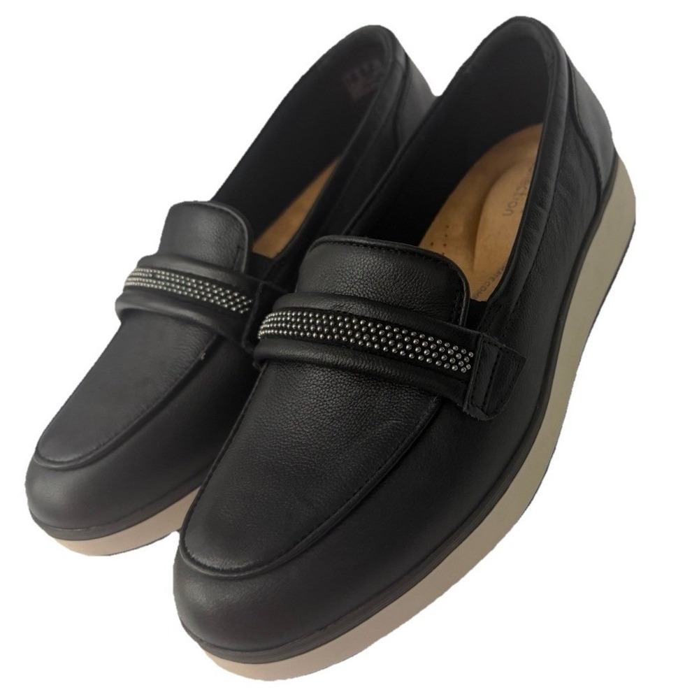 Clarks Collection x Jane & Courtney Leather Loafers Zylah Shine Black SZ 9.5 New